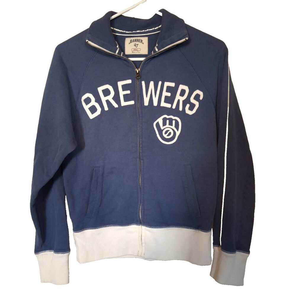 Women's Size Small Milwaukee Brewers Blue Full Zip Sweatshirt See Pictures